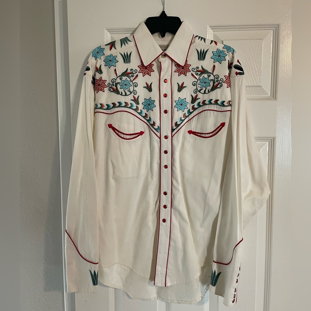 Rockmount Ranch Wear Western Embroidered Pearl Snap Size Small